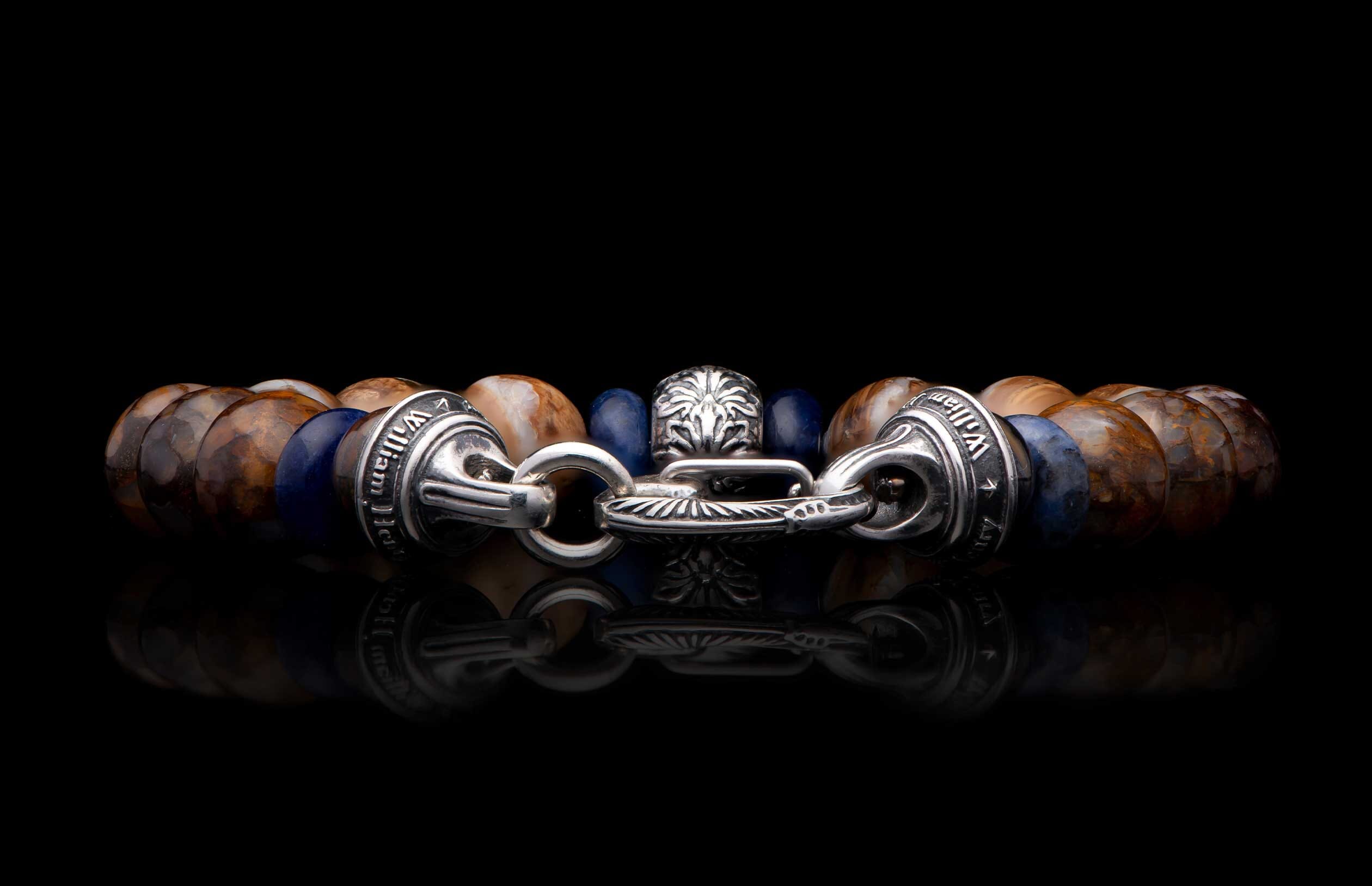 Sand and Sea (BB47 MT) Men's Sodalite Fossil Beaded Bracelet