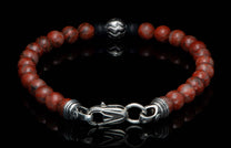 The Brookings Red Jasper Beaded Bracelet with Sterling Silver 