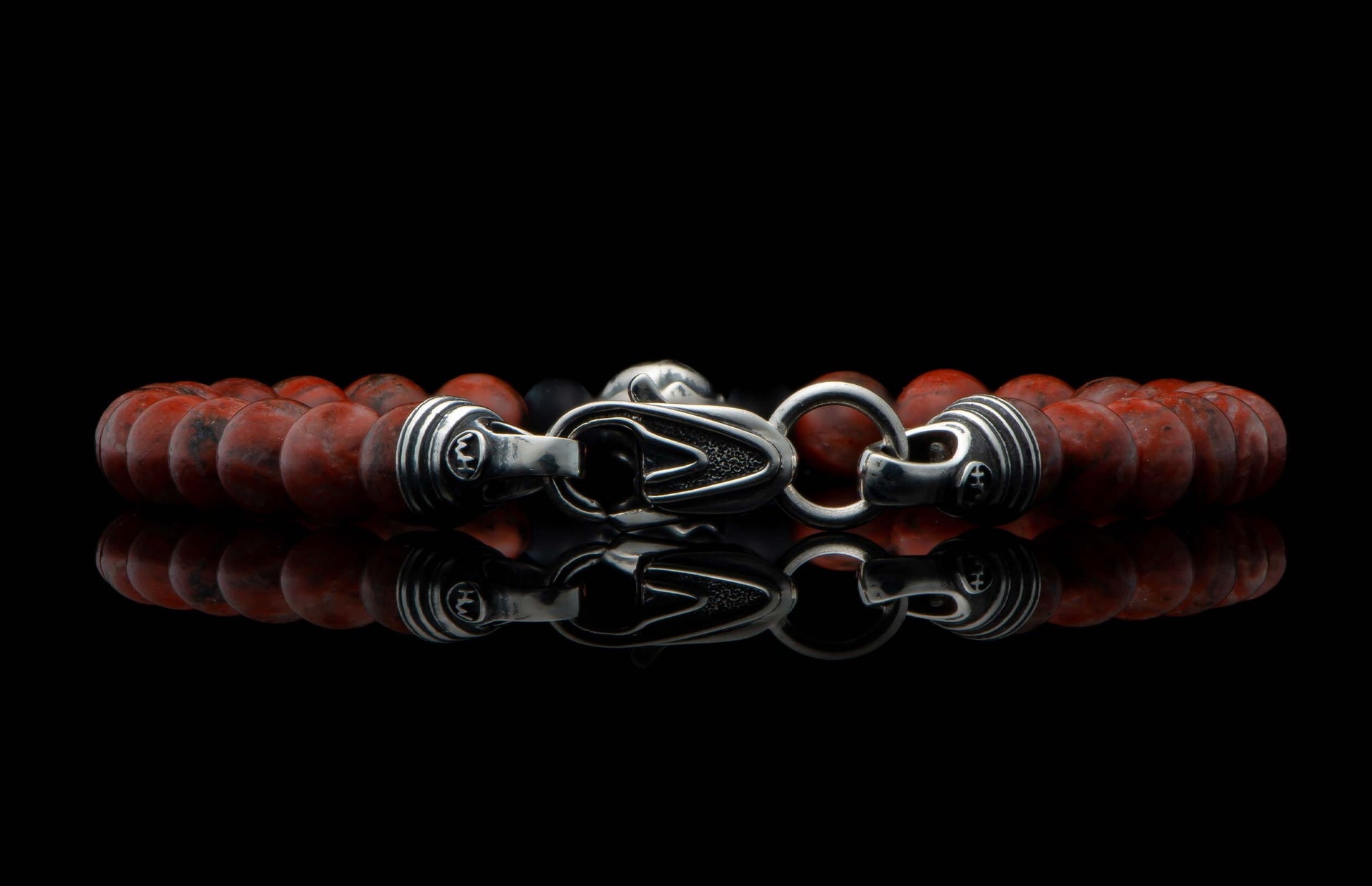 The Brookings Red Jasper Beaded Bracelet with Sterling Silver 