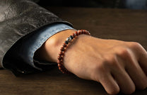 The Brookings Red Jasper Beaded Bracelet with Sterling Silver 