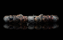 The Seaside Red Obsidian Beaded Bracelet with Sculpted Sterling Silver 