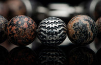 The Seaside Red Obsidian Beaded Bracelet with Sculpted Sterling Silver 