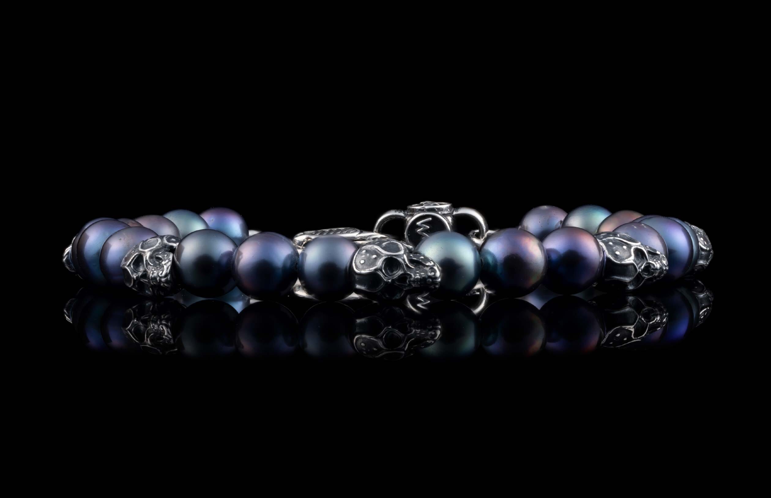 Skull Dandy (BB55 PP) Men's Unique Peacock Pearl Bracelet