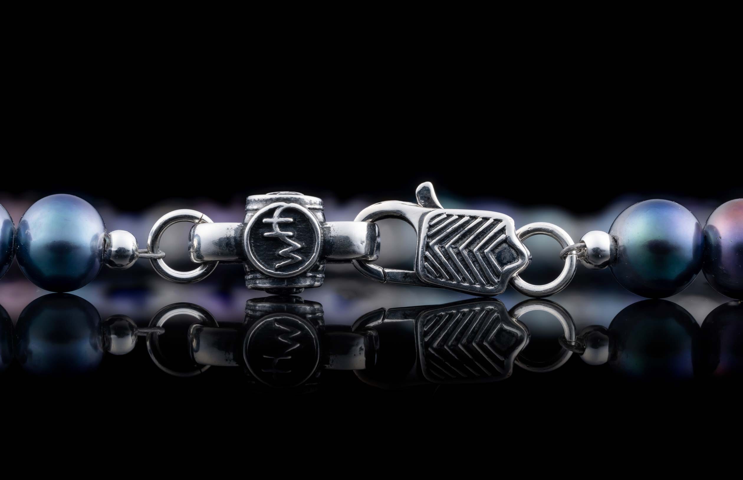 Skull Dandy (BB55 PP) Men's Unique Peacock Pearl Bracelet