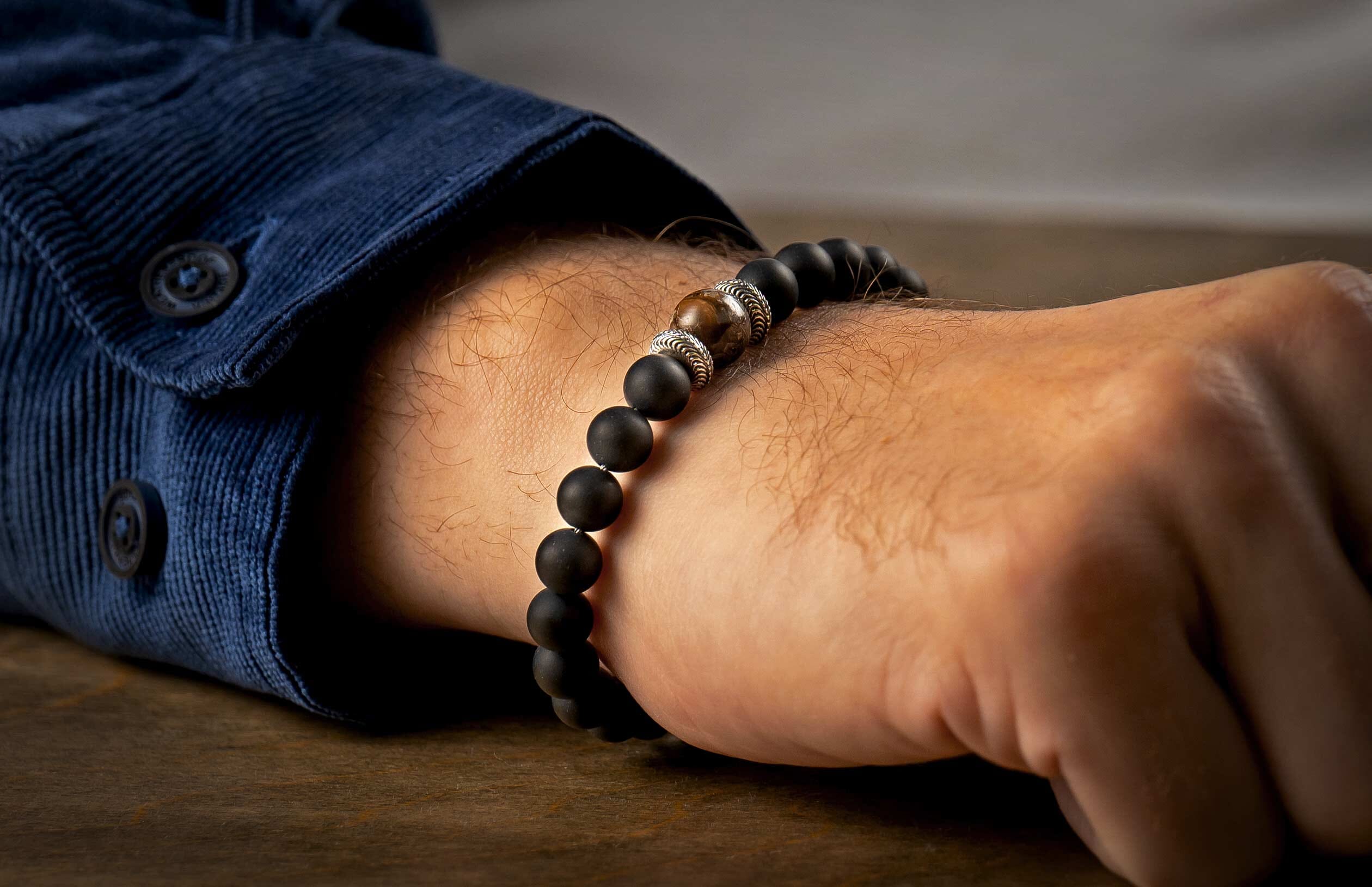 Clan Black Onyx Beaded Men's Bracelet | William Henry