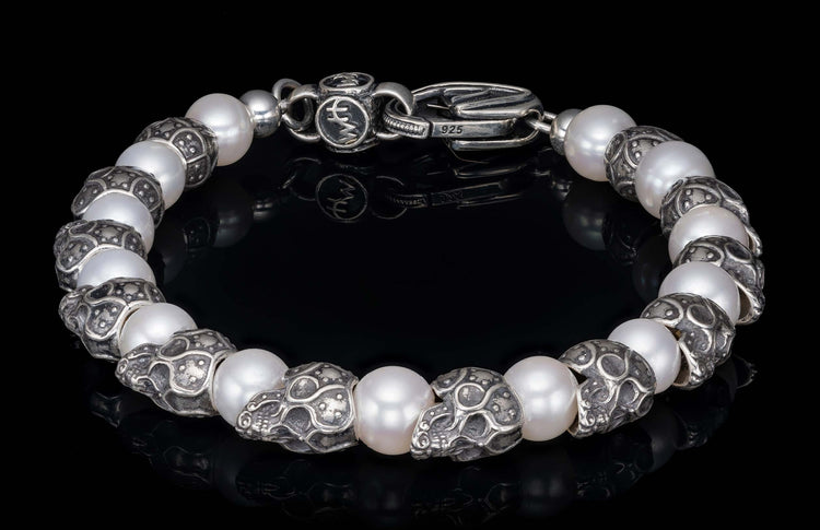 The Spectre Beaded Bracelet with Sterling Silver and Freshwater Pearls