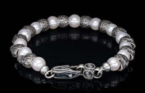 The Spectre Beaded Bracelet with Sterling Silver and Freshwater Pearls clasp