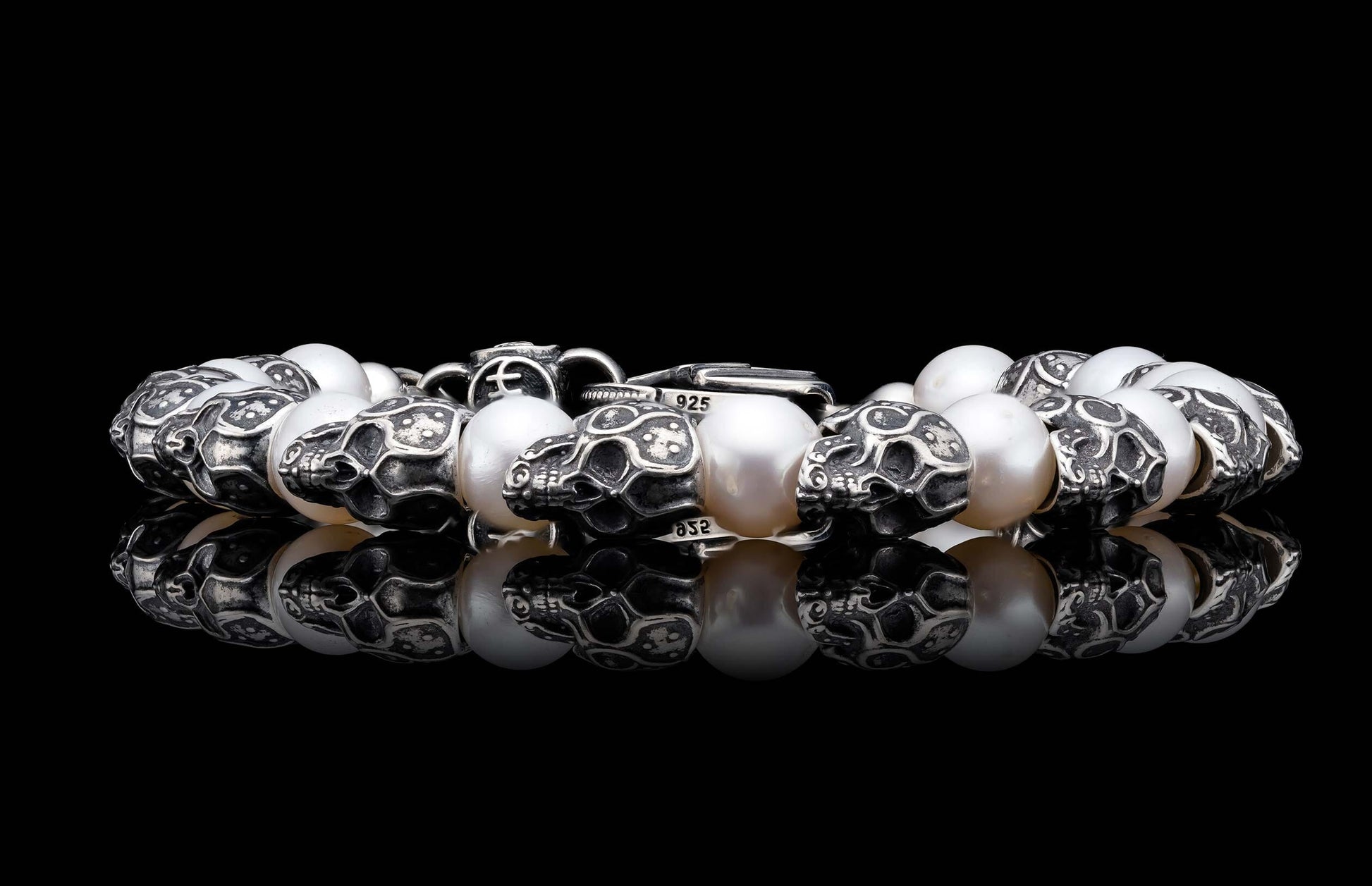 The Spectre Beaded Bracelet with Sterling Silver and Freshwater Pearls