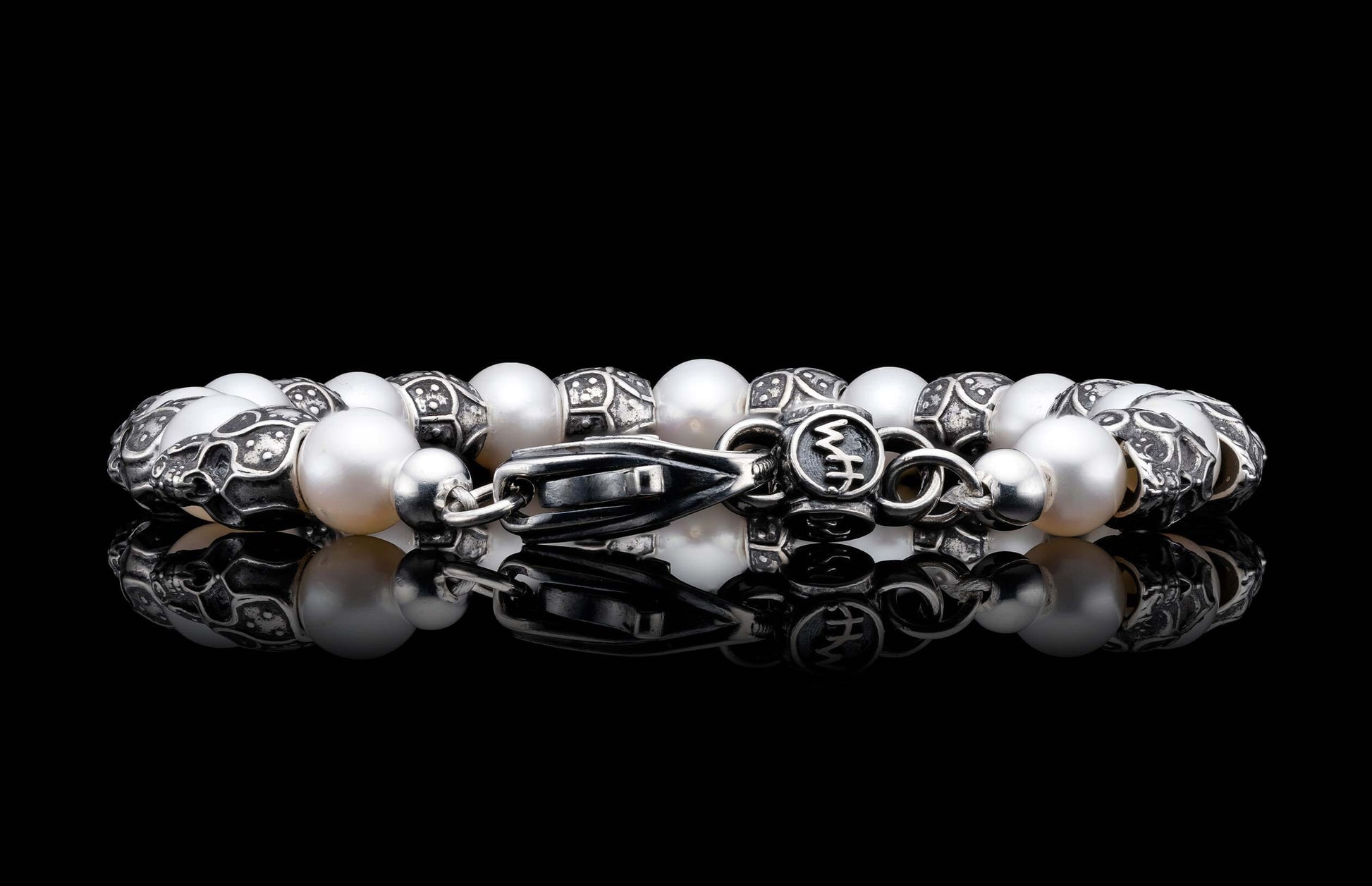 The Spectre Beaded Bracelet with Sterling Silver and Freshwater Pearls