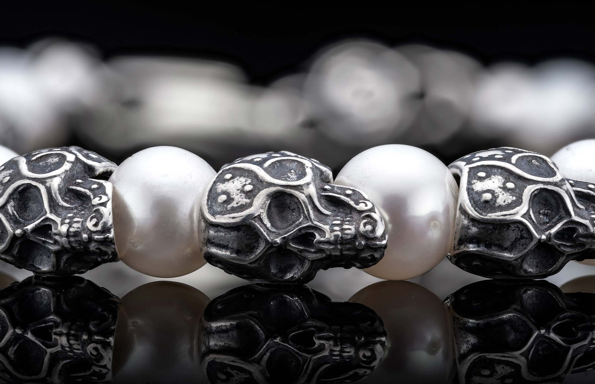 The Spectre Beaded Bracelet with Sterling Silver and Freshwater Pearls