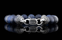 The Dark Seas Beaded Bracelet with Sterling Silver and Sodalite Beads clasp