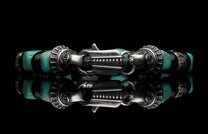 Handcrafted William Henry men's bracelet with Kingman turquoise cube beads