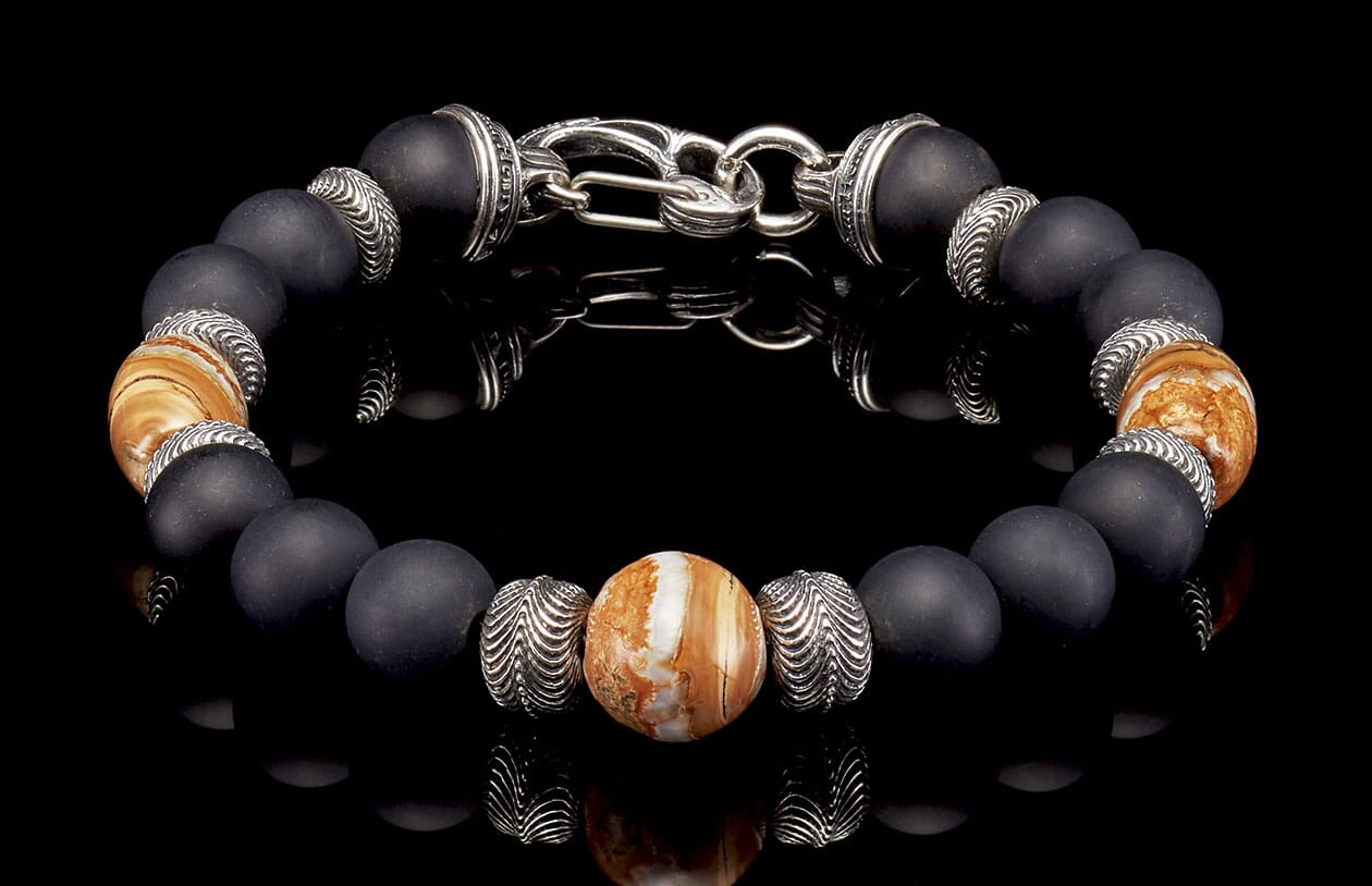 The Ice Age Beaded bracelet with Sterling Silver and Fossil Mammoth Tooth