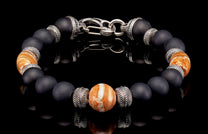 The Ice Age Beaded bracelet with Sterling Silver and Fossil Mammoth Tooth