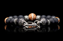 The Ice Age Beaded bracelet with Sterling Silver and Fossil Mammoth Tooth clasp