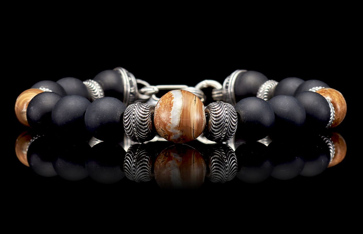 The Ice Age Beaded bracelet with Sterling Silver and Fossil Mammoth Tooth