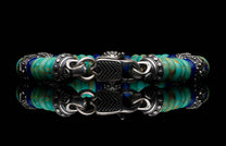 Handcrafted William Henry men's bracelet with  Kingman turquoise and lapis lazuli rondelle beads