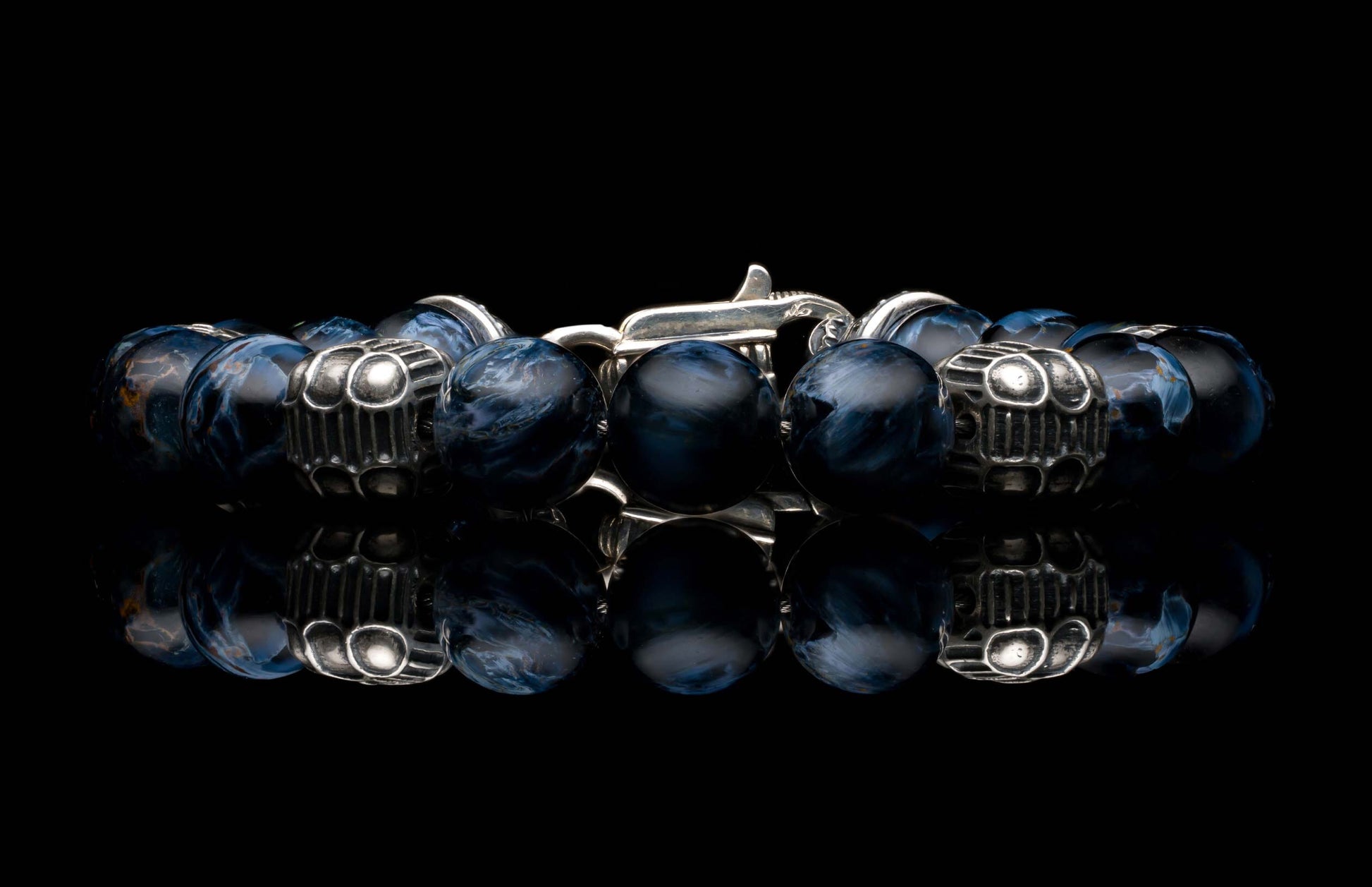 Handcrafted William Henry men's bracelet with Pietersite beads