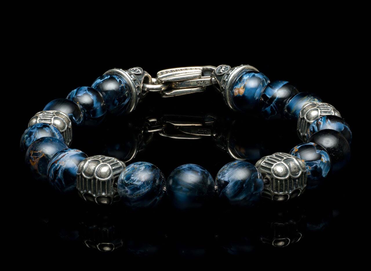 Handcrafted William Henry men's bracelet with Pietersite beads