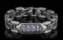 The Damascus Identity Sterling Silver Bracelet with Hand-Forged Damascus
