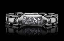 The Damascus Identity Sterling Silver Bracelet with Hand-Forged Damascus