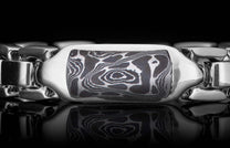 The Damascus Identity Sterling Silver Bracelet with Hand-Forged Damascus