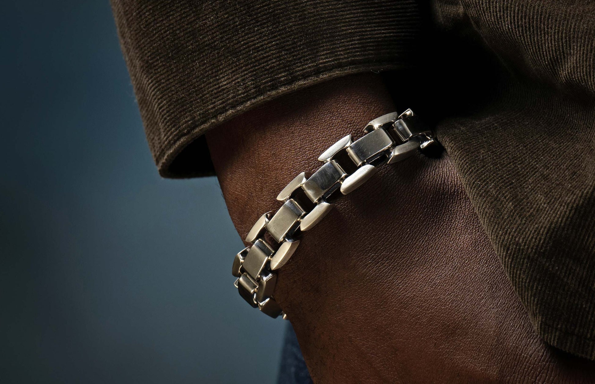 Handcrafted sterling silver men's bracelet from William Henry.