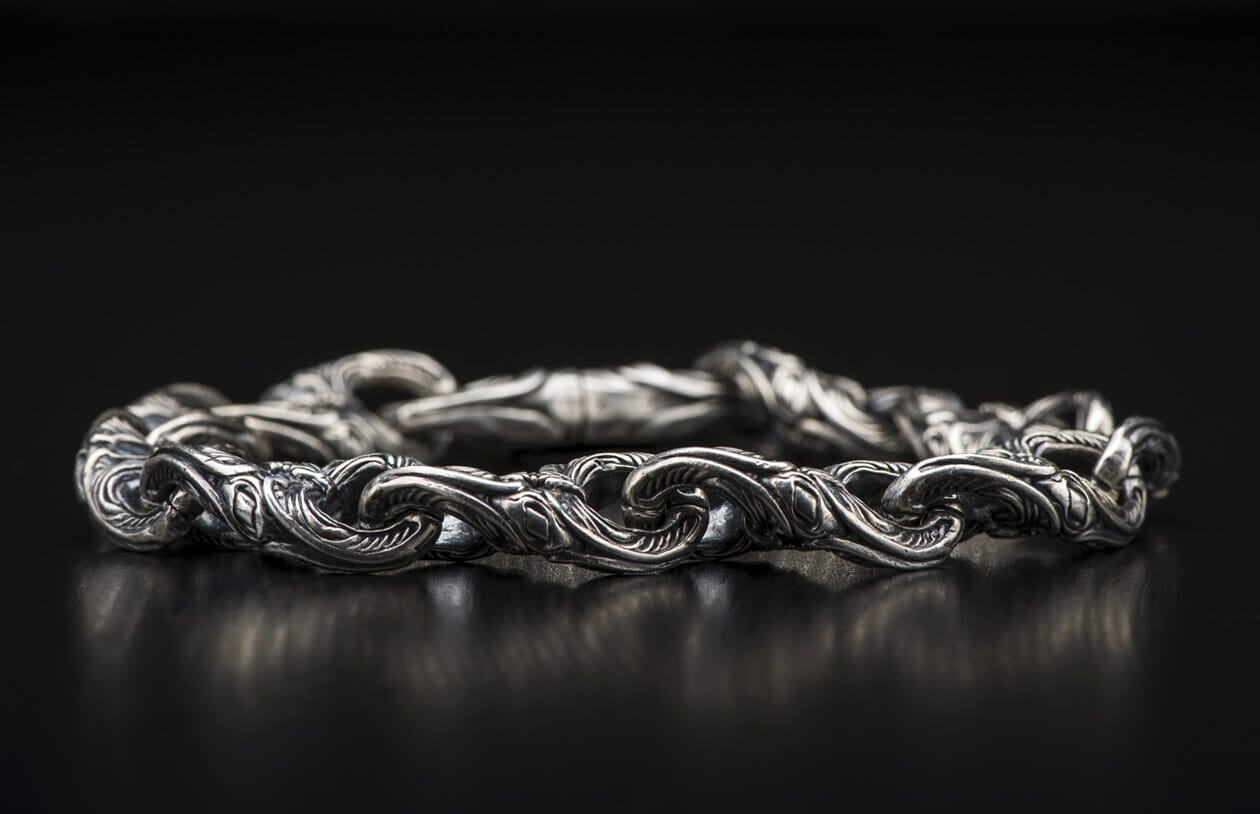 Twist anchor link bracelet in sterling silver with stainless steel