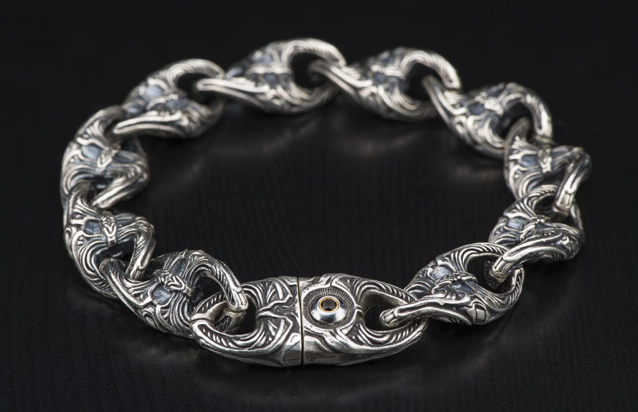 Twist anchor link bracelet in sterling silver with stainless steel
