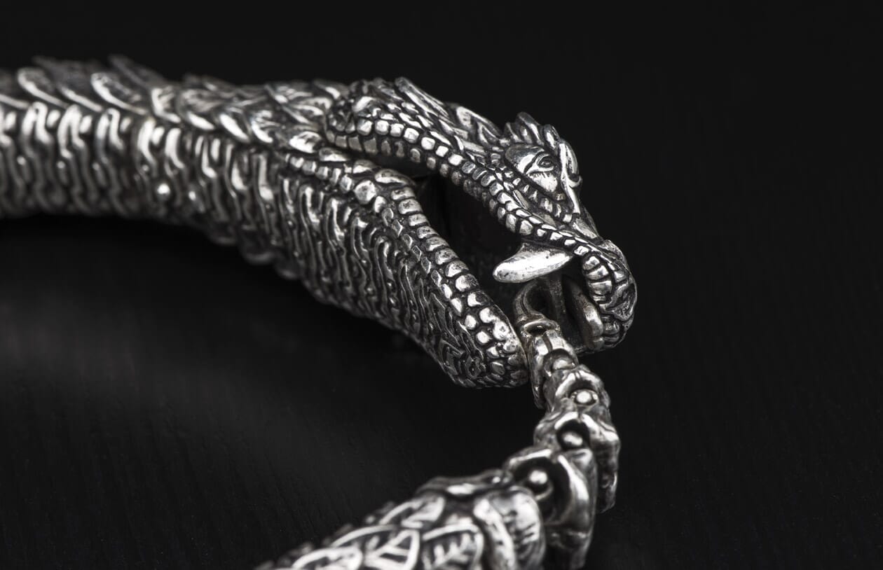 BR6) Unique Sterling Silver Ourobous Snake Bracelet – William Henry