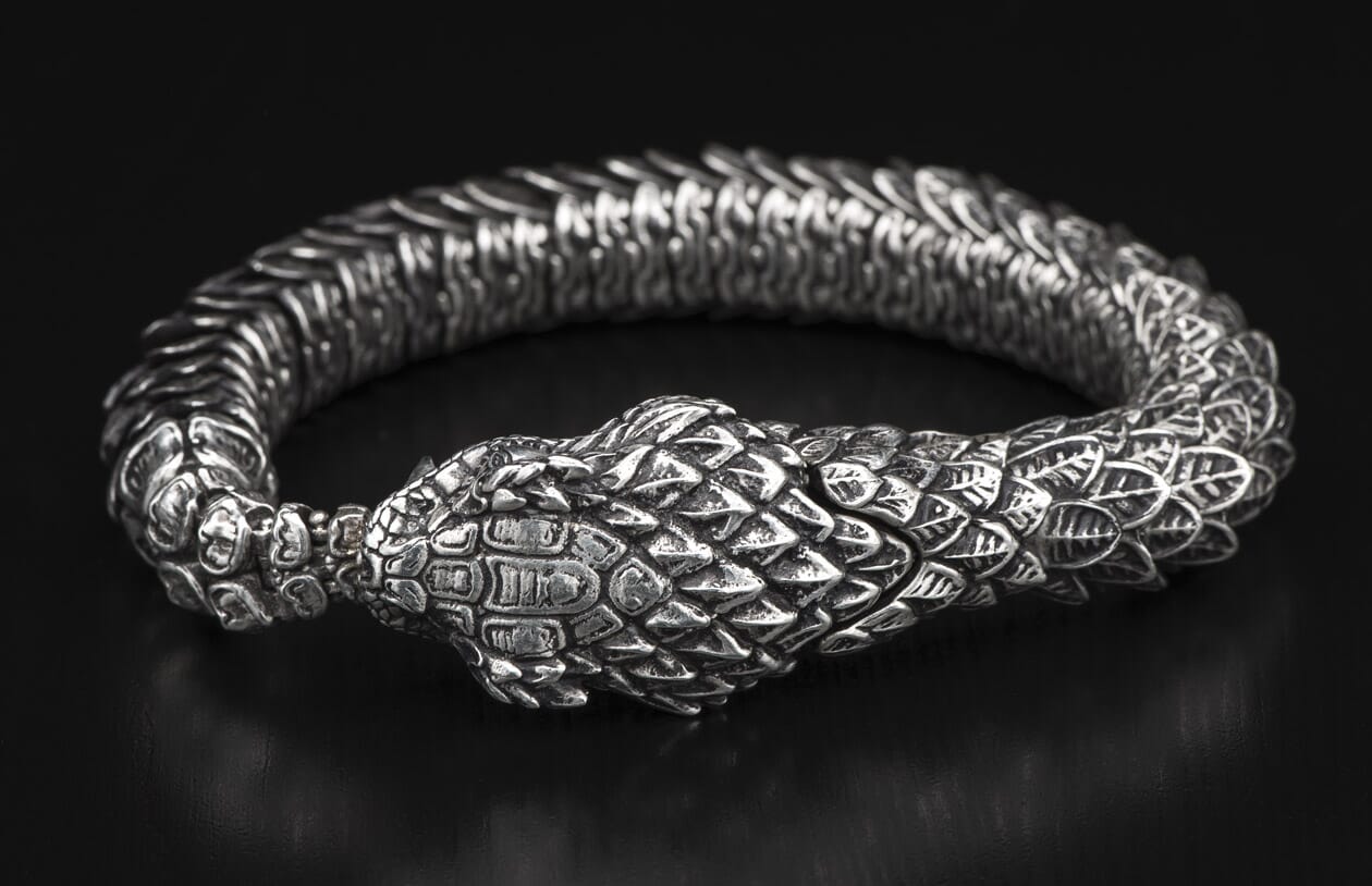 BR6) Unique Sterling Silver Ourobous Snake Bracelet – William Henry