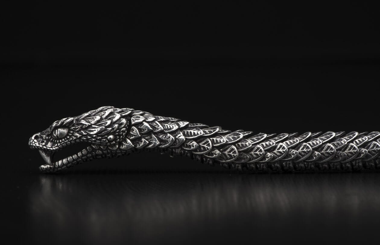 BR6) Unique Sterling Silver Ourobous Snake Bracelet – William Henry