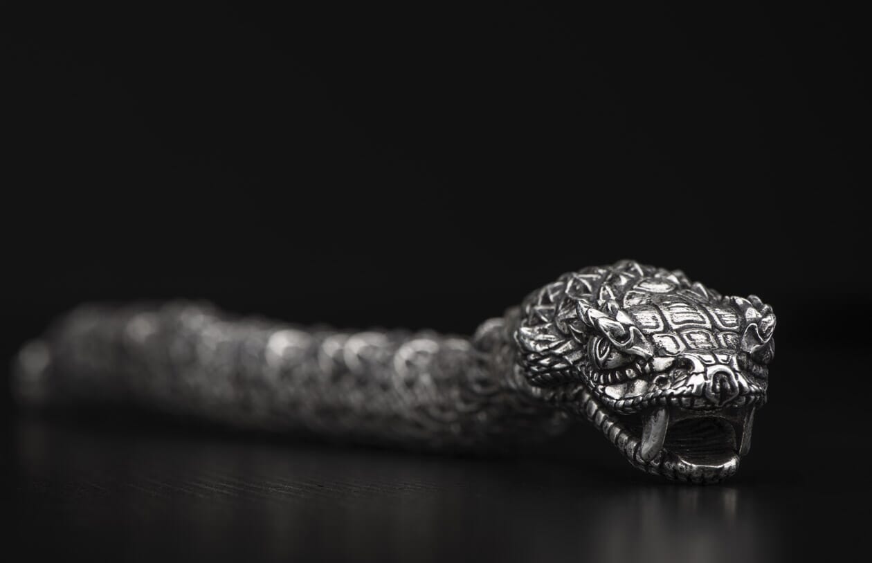 BR6) Unique Sterling Silver Ourobous Snake Bracelet – William Henry