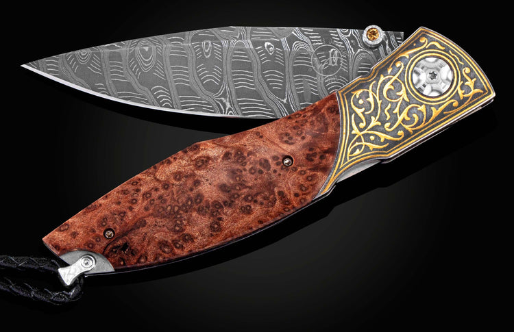 The Redwood Gold Pocket Knife with Redwood Burl Knife Handle