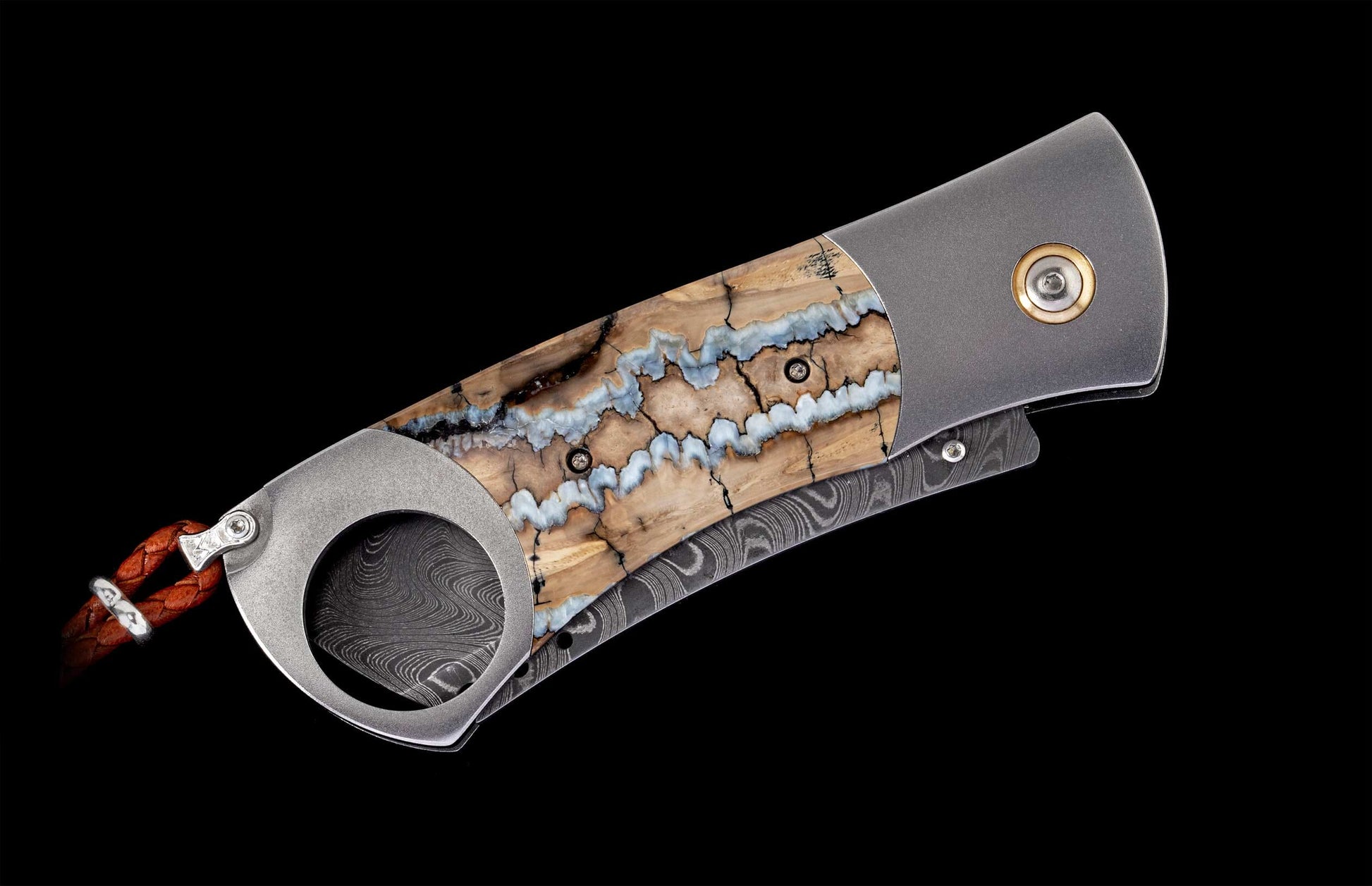 The Titanium Cigar Cutter with Fossil Mammoth Tooth and Damascus Blade