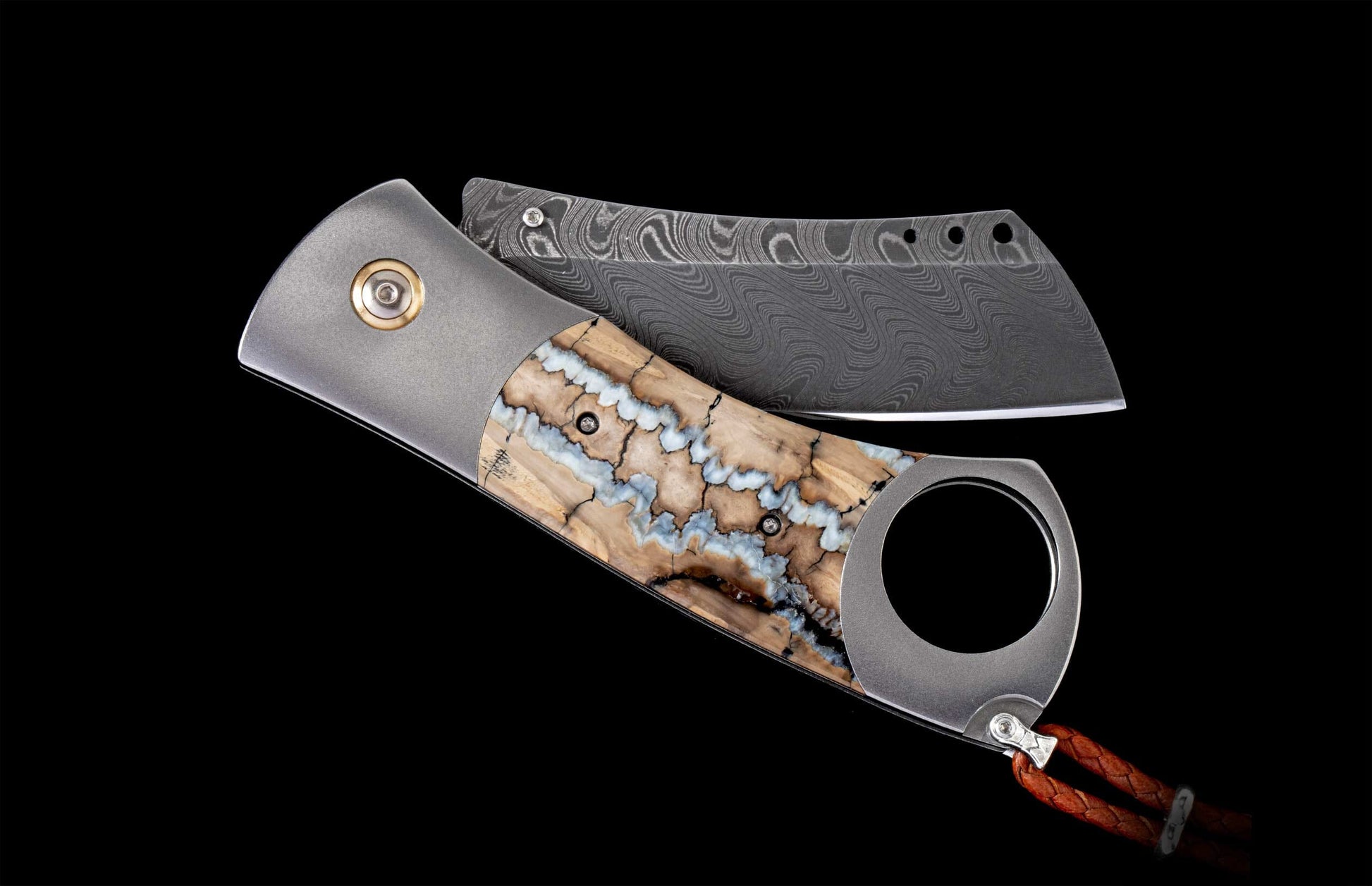 The Titanium Cigar Cutter with Fossil Mammoth Tooth and Damascus Blade