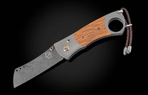 Custom William Henry cigar cutter with Pappy Van Winkle wood and damascus blade.