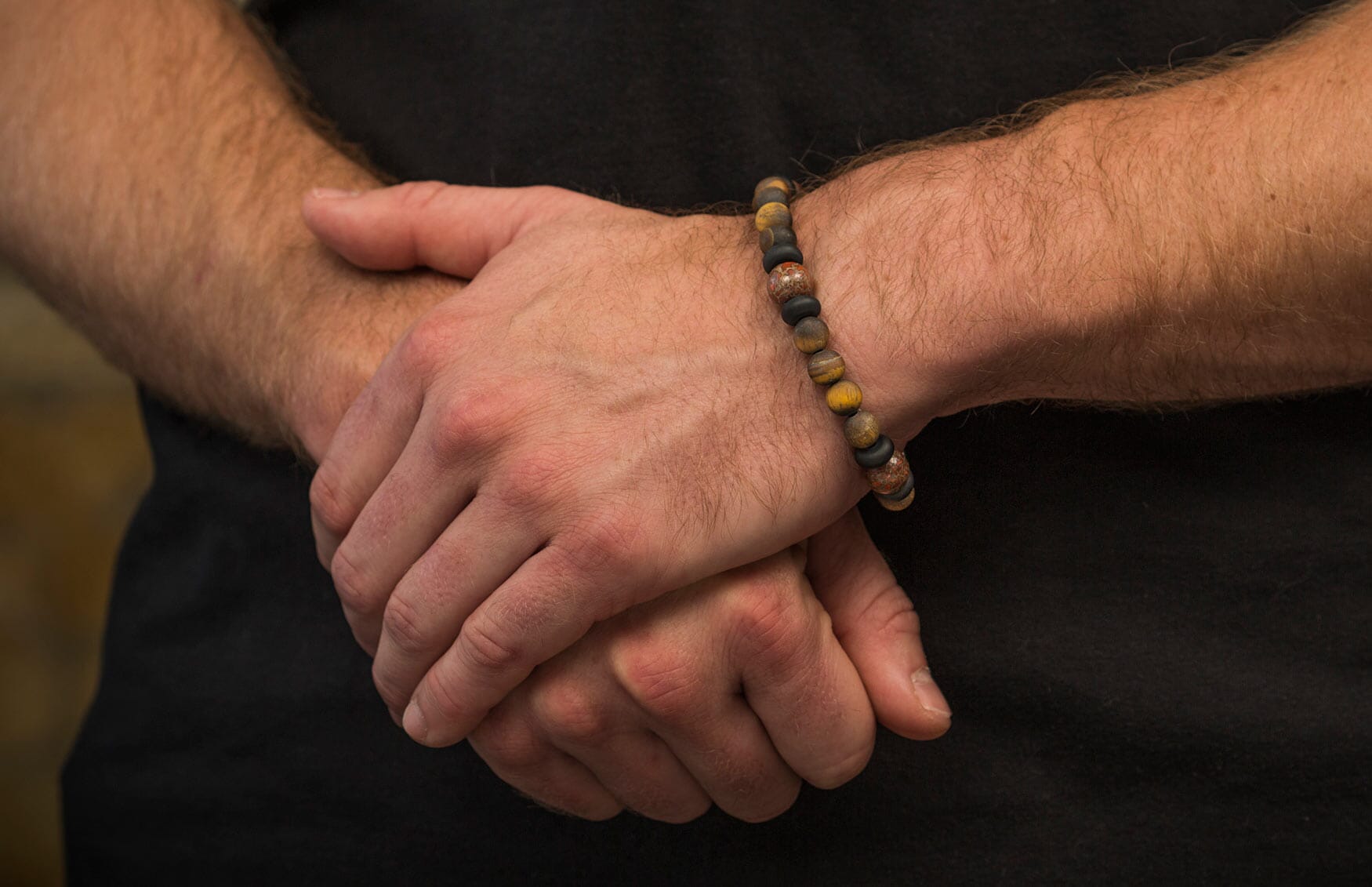 Dragon Fire Men's Beaded Bracelet with Dinosaur Bone | William Henry