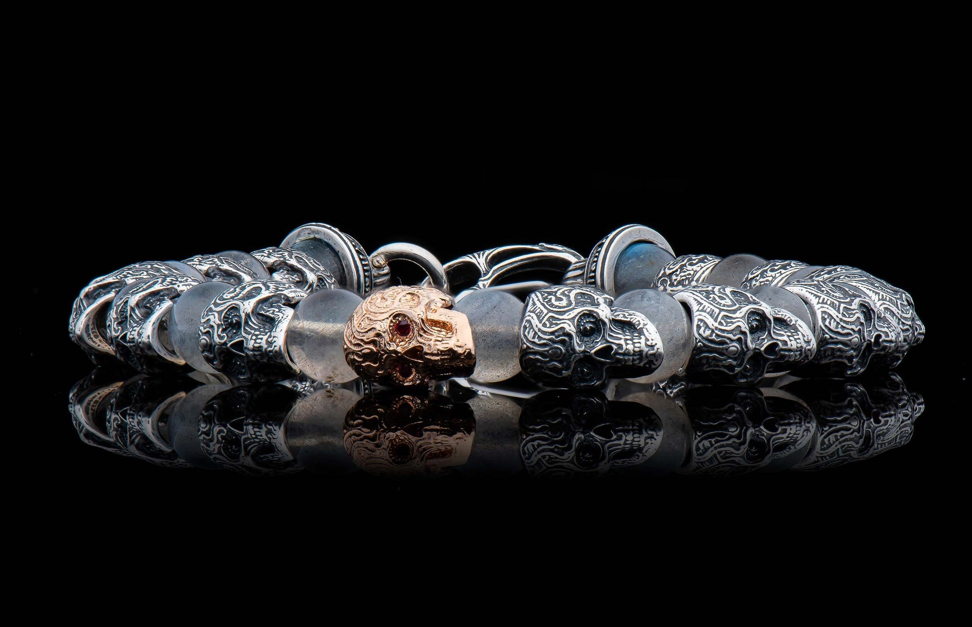 The Nimbus Men's Beaded Bracelet with 18K Rose Gold