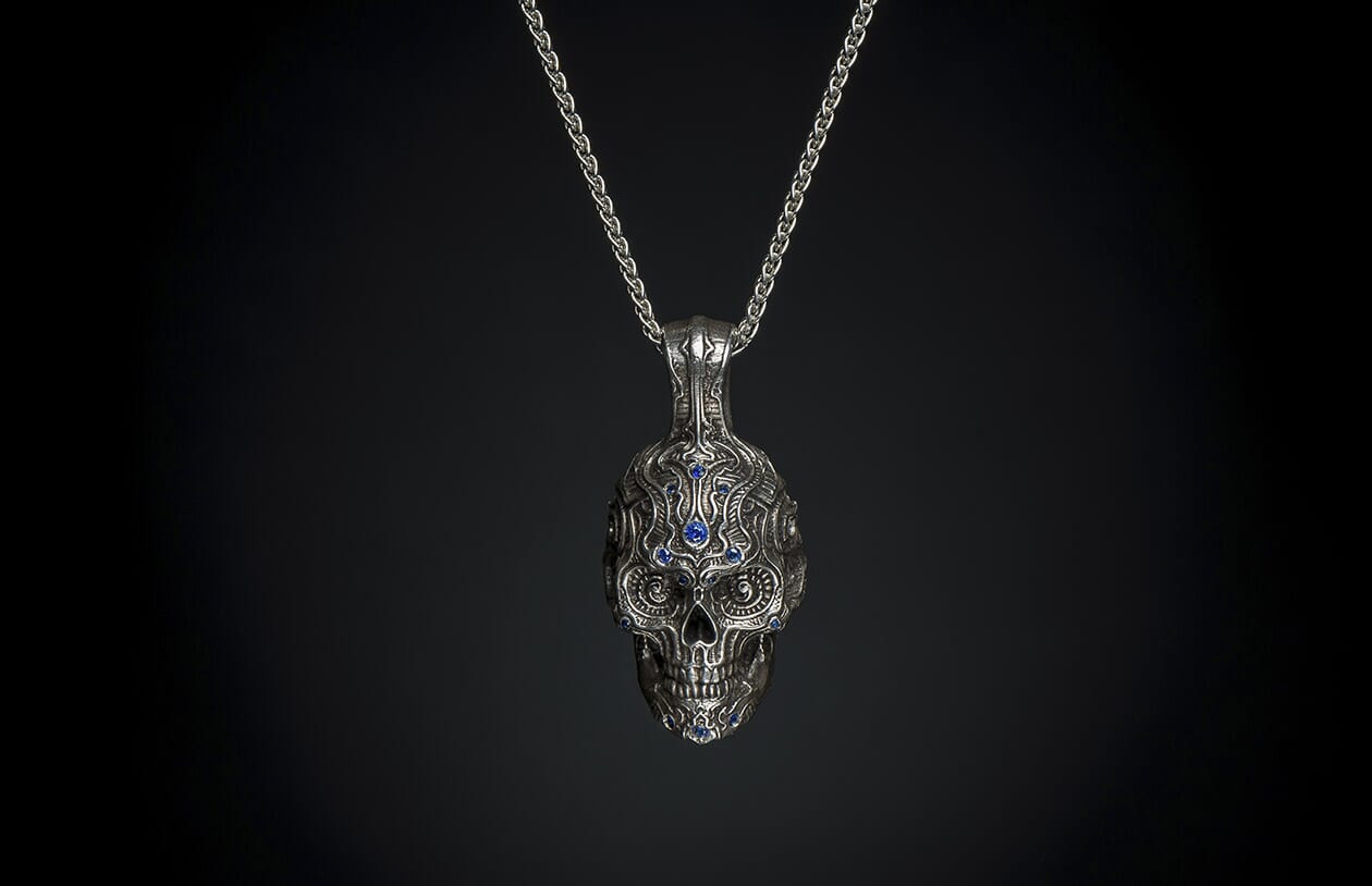 The First Mate Sterling Silver Sugar Skull Necklace 