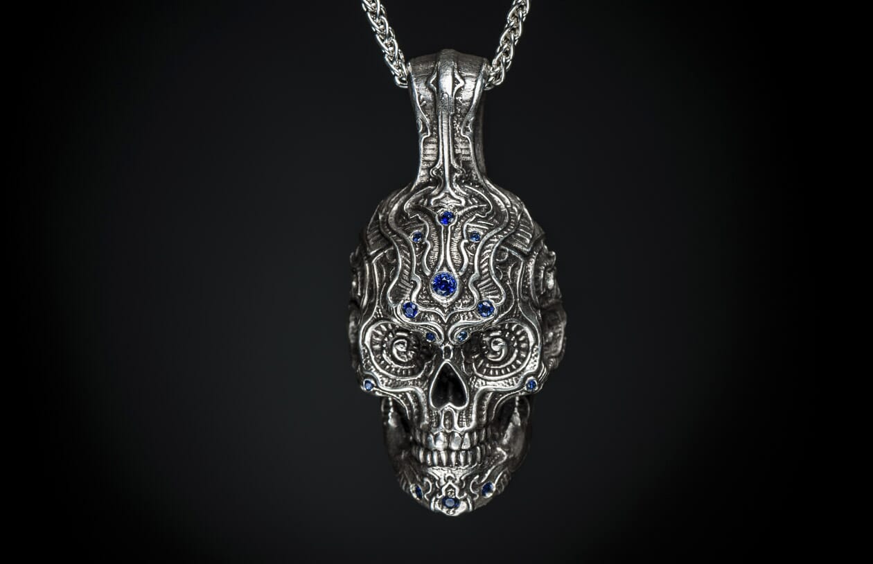 The First Mate Sterling Silver Sugar Skull Necklace 