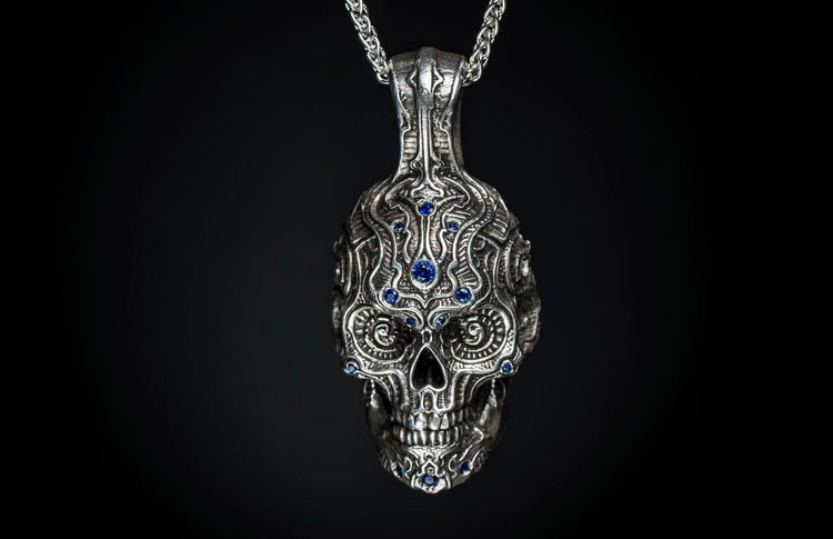 The First Mate Sterling Silver Sugar Skull Necklace 