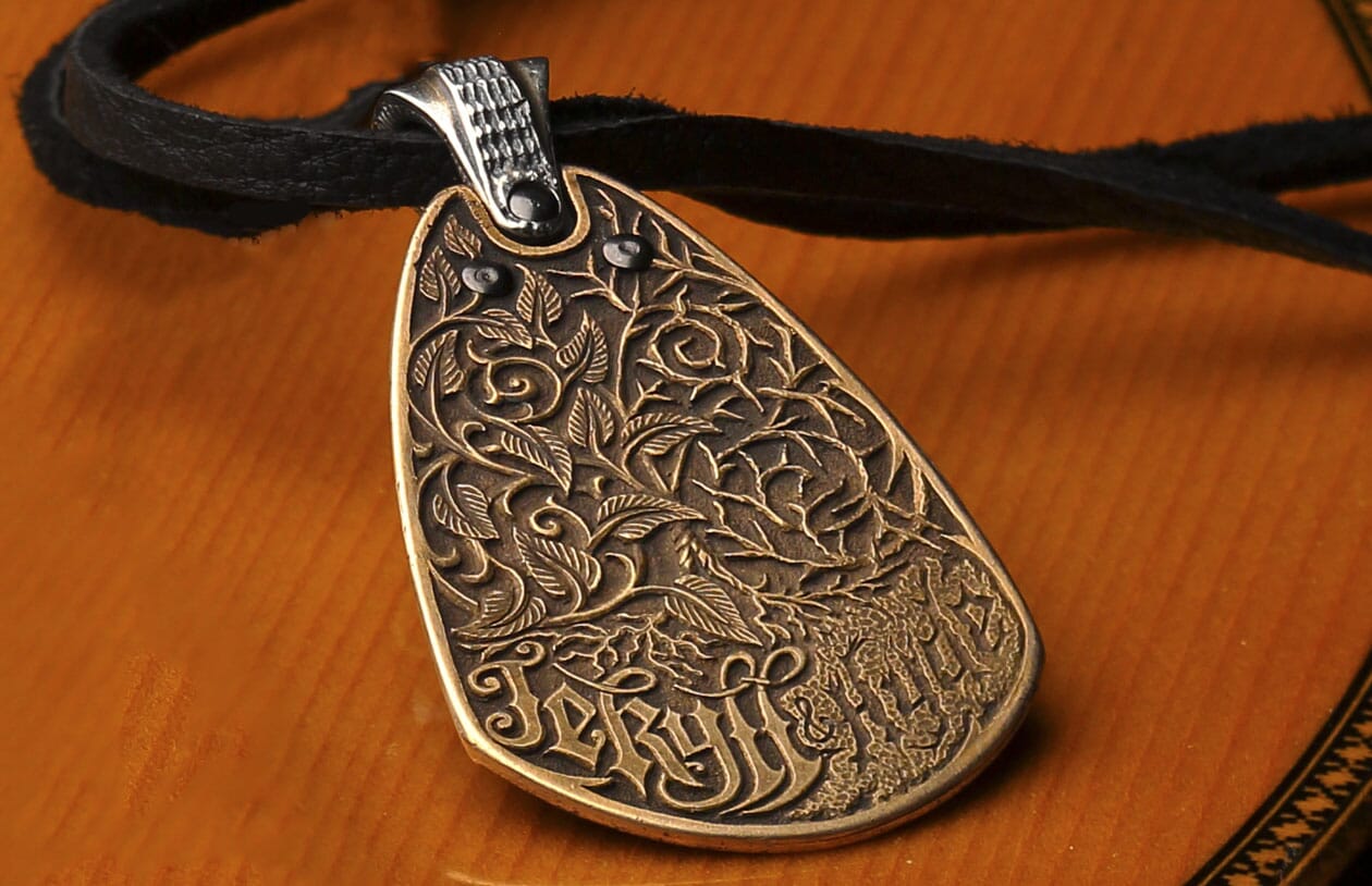 Zac Brown Band Guitar pick pendant in bronze on double layered