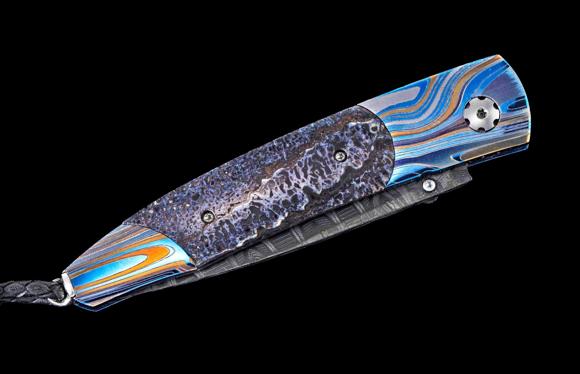 One of a kind custom William Henry knife with Damascus steel