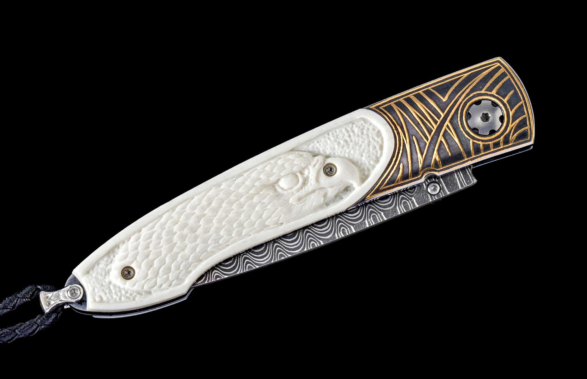 One of a kind custom William Henry knife with Damascus steel
