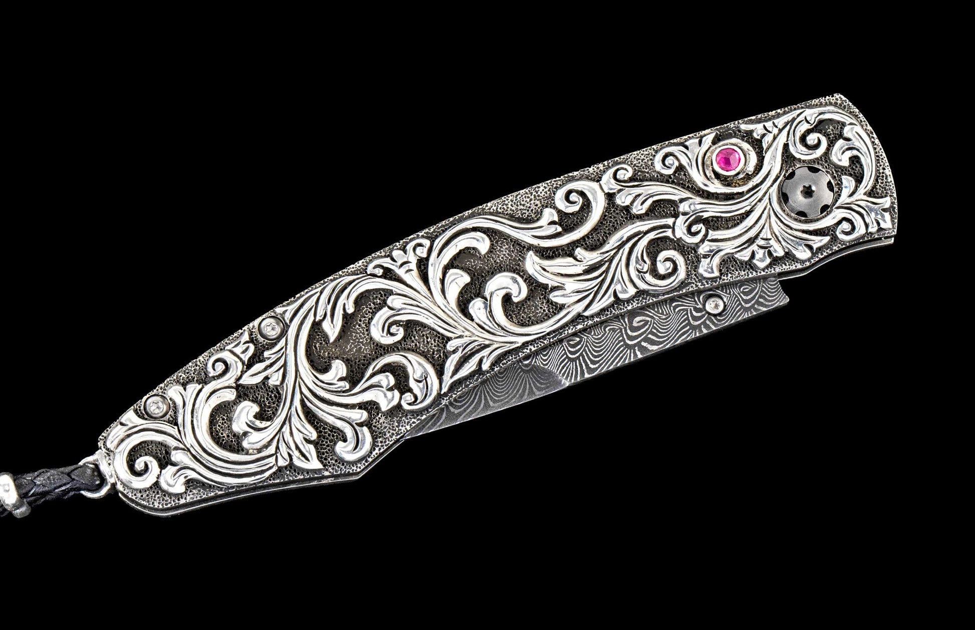 One of a kind William Henry custom knife with Damascus steel
