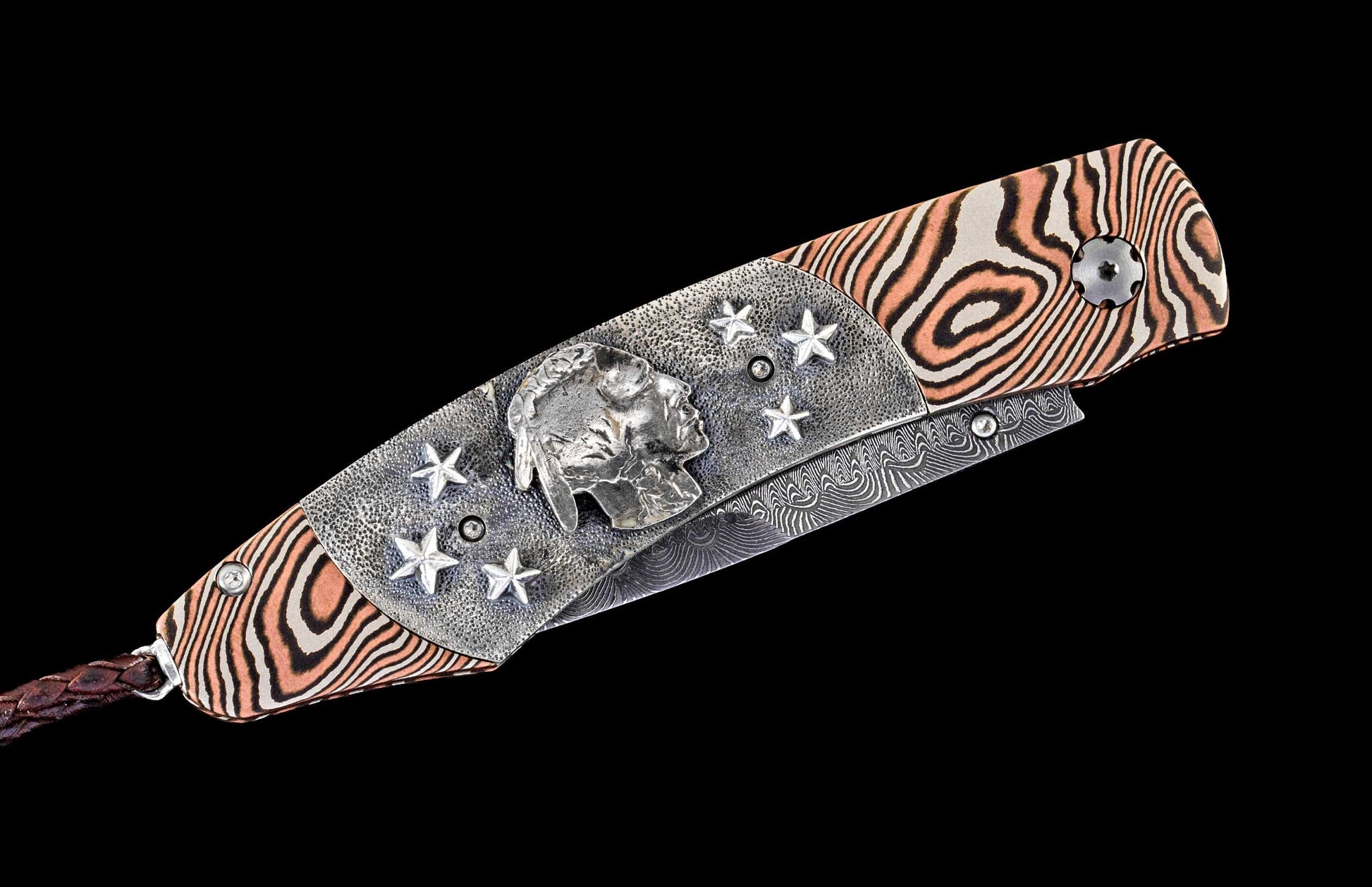 One of a kind custom William Henry knife with a Mokume gane frame
