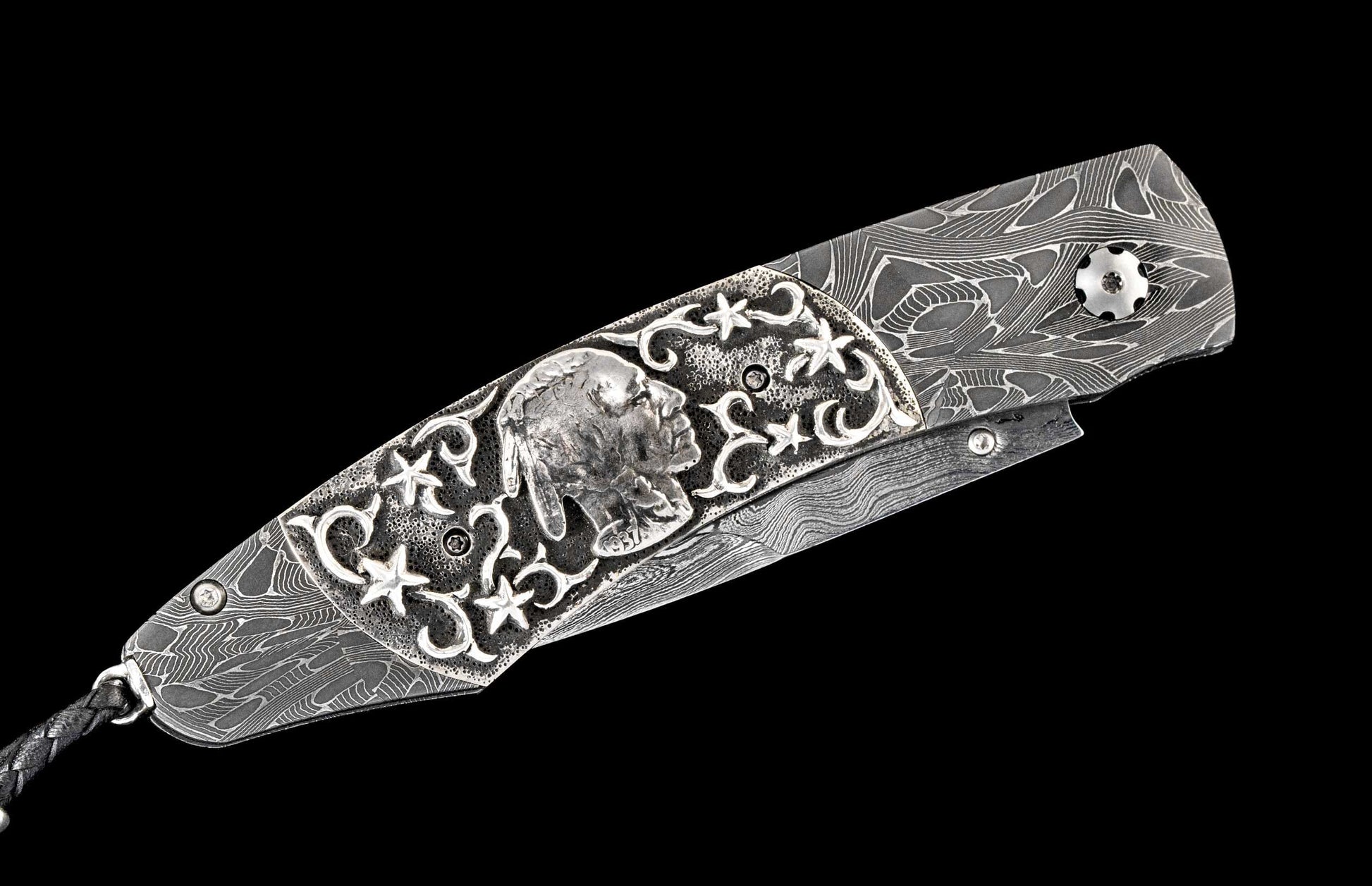 One of a kind custom knife from William Henry with Damascus steel