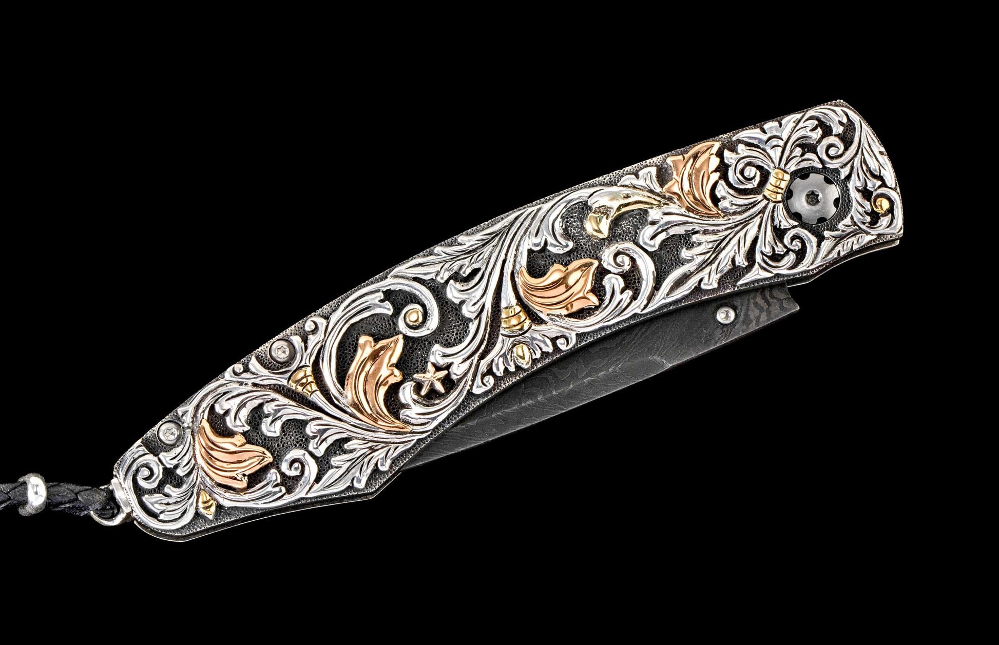 One of a kind William Henry custom knife with Damascus steel