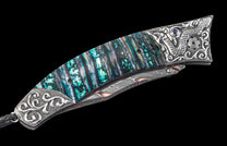 One of a Kind William Henry Custom Knife with  Hand-carved sterling silver